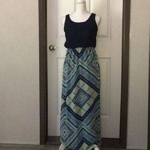 Alison Brittney Blue and multi-colored design maxi dress